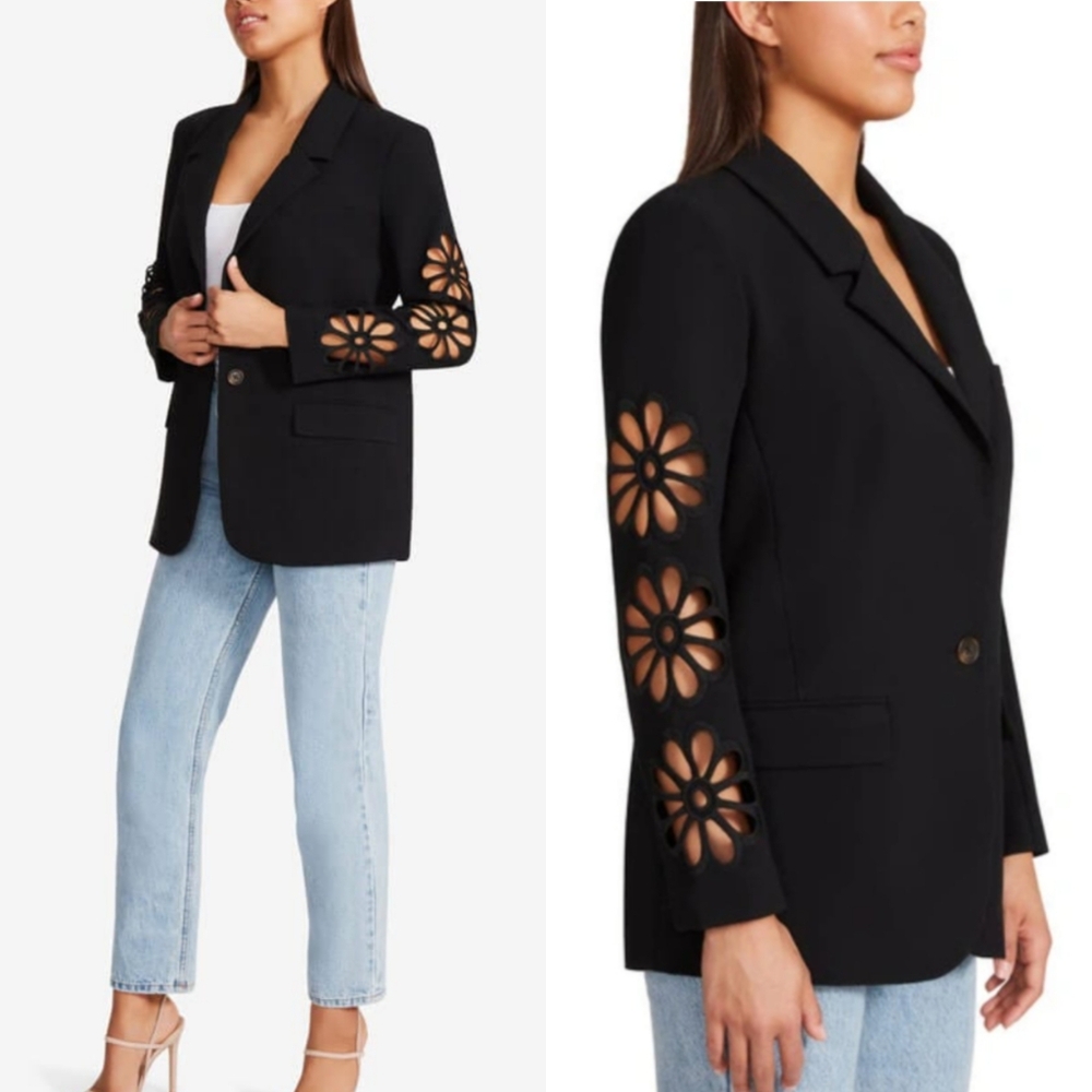NWT BB DAKOTA x STEVE MADDEN Black Eyelet Cutout Blazer - Picture 1 of 9